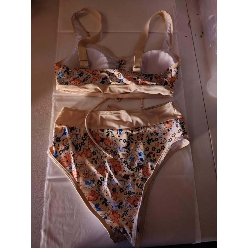 Floral Print Bikini Set Women's‎ Adjustable Straps Swimsuit Beachwear